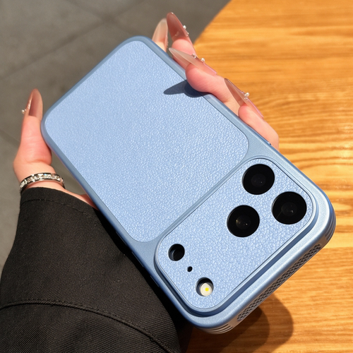 冰川蓝荔枝皮纹外壳适用苹果18promax手机壳新款高级感iphone18pro保护套17全包防摔16pro超好看15情侣男女14