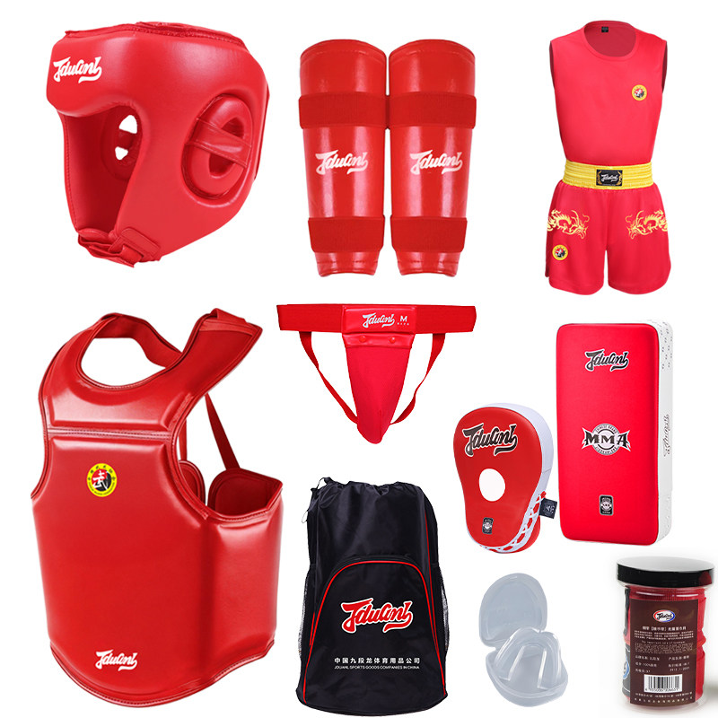 九段龙专业散打护具套装成人训练护具儿童搏击拳击护具4件套5件套