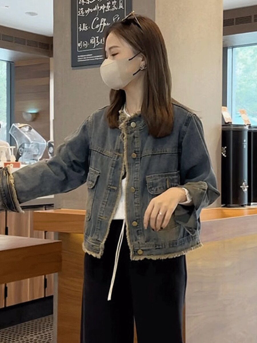 今年流行漂亮牛仔外套秋装女2025年新款气质高级感港味覆古短上衣