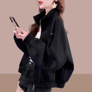 短款开衫外套女2025秋冬新款加绒加厚卫衣宽松大码棒球服休闲上衣