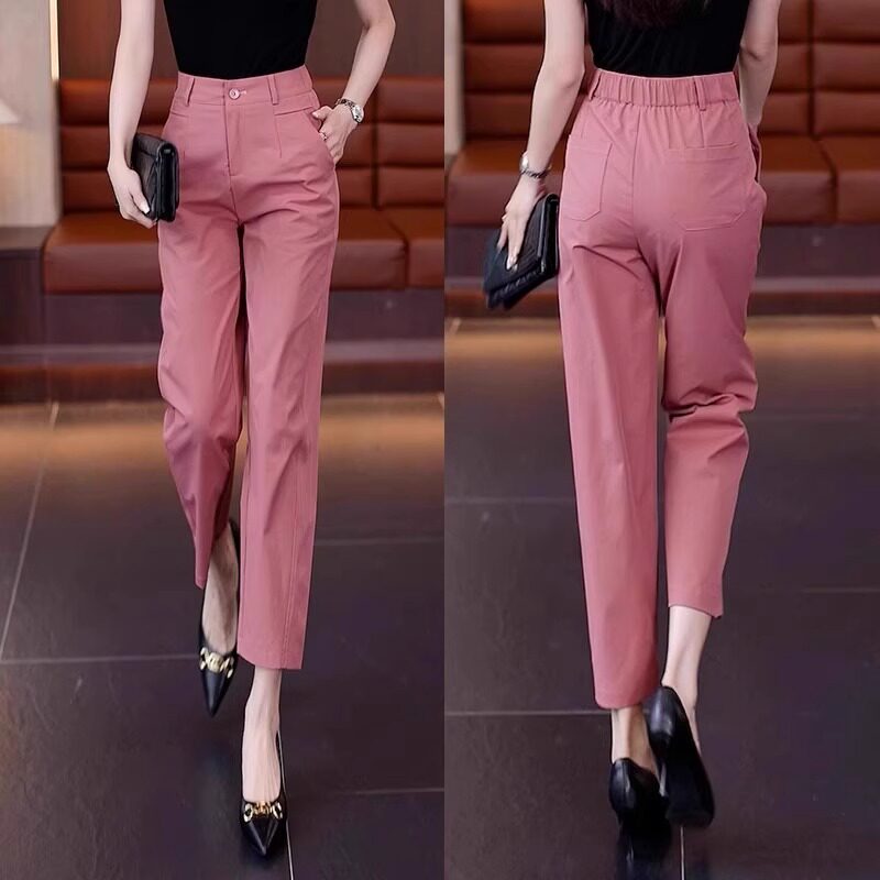 小个子西装哈伦裤女夏季薄款2026新款高腰显瘦九分烟管裤冰丝裤子