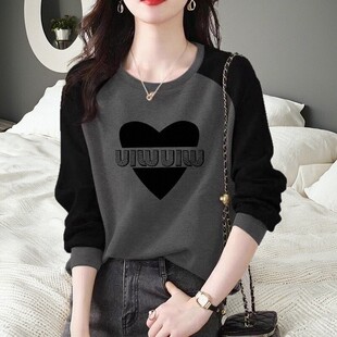 德绒打底衫女2025秋冬新款洋气内搭外穿上衣宽松加绒加厚长袖t恤