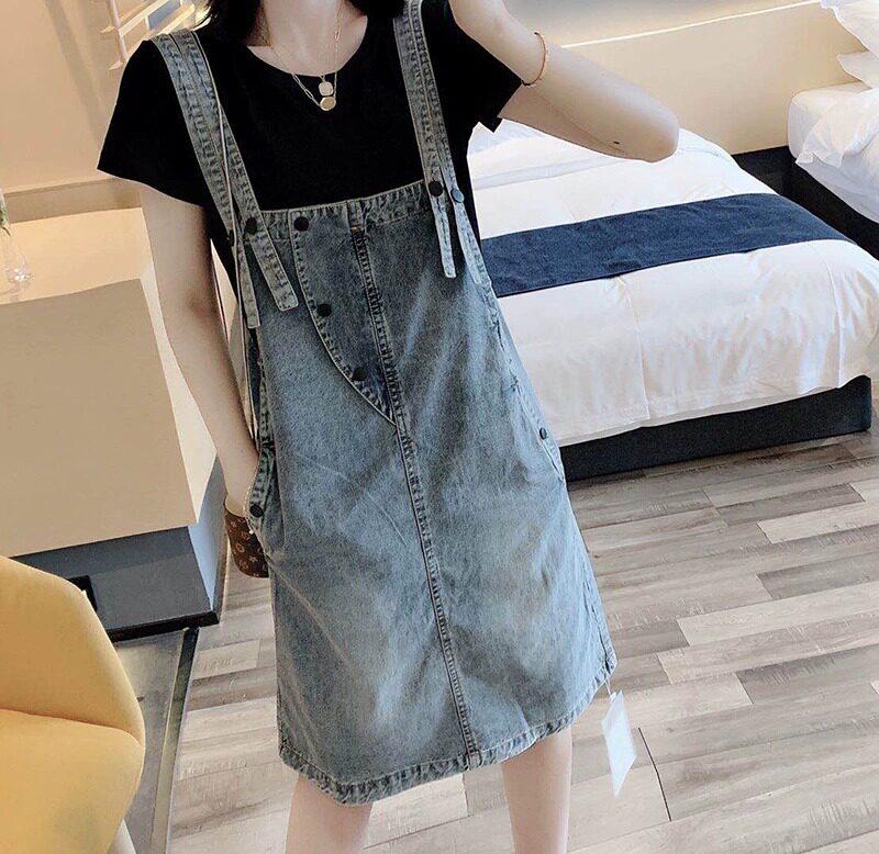 时尚牛仔背带裙连衣裙两件套女2025夏新a字裙减龄洋气吊带裙套装