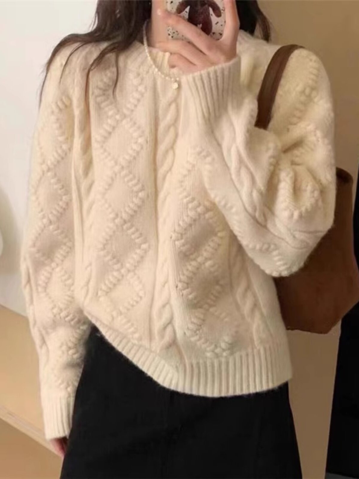 麻花毛衣女2025秋冬新款加绒加厚长袖上衣宽松套头软糯短款针织衫