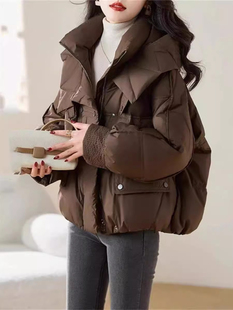 90白鸭绒短款面包羽绒服女冬季2025年新款时尚高级感炸街显瘦外套