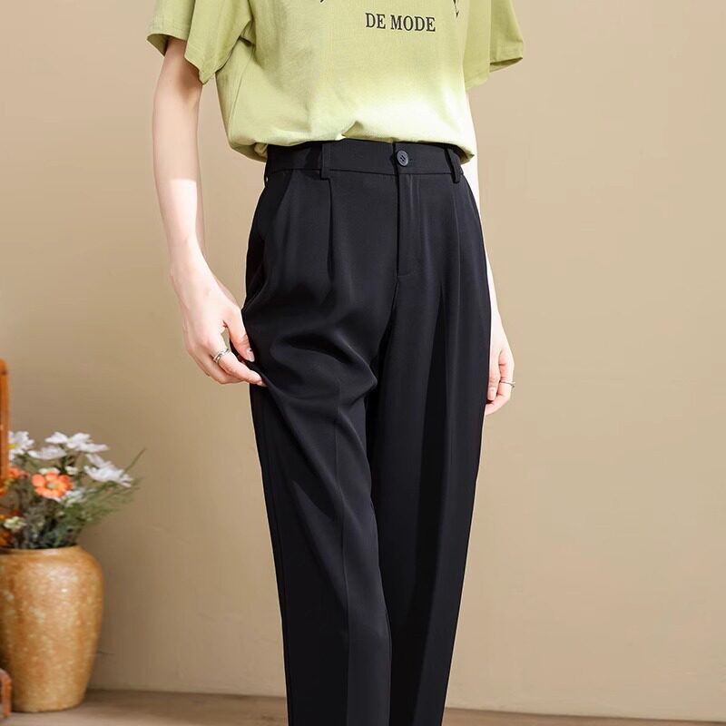 黑色烟管西装裤女2026新款夏季薄款垂感高级感通勤休闲直筒裤长裤