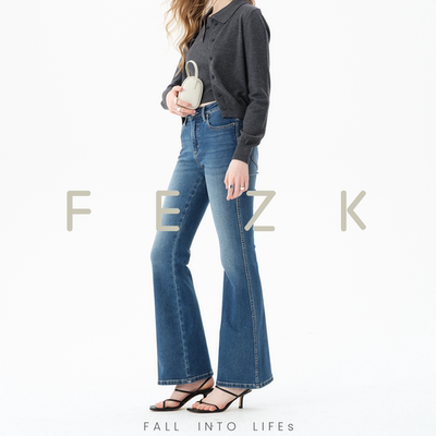 FEZK Zephyr•360°弹性丹宁 立体剪裁廓线 后M设计喇喇裤FS998