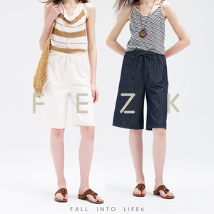 FEZK Summer calm•呼吸感轻氧亚麻织造 抽绳五分松弛中裤FL622