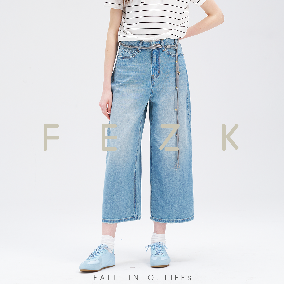 FEZK 舒适见夏•天然纤维涂层 莱赛尔/汉麻舒适廓形8分裤FL169