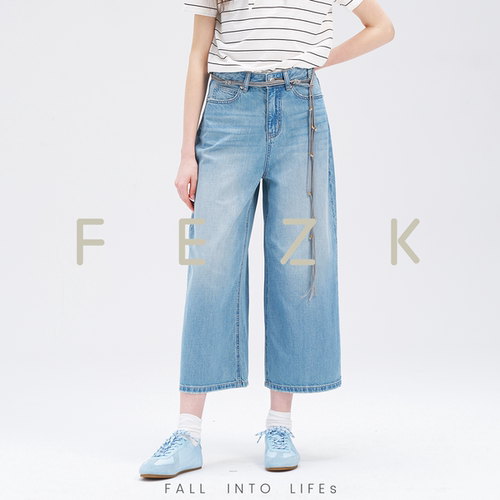FEZK 舒适见夏•天然纤维涂层 莱赛尔/汉麻舒适廓形8分裤FL169