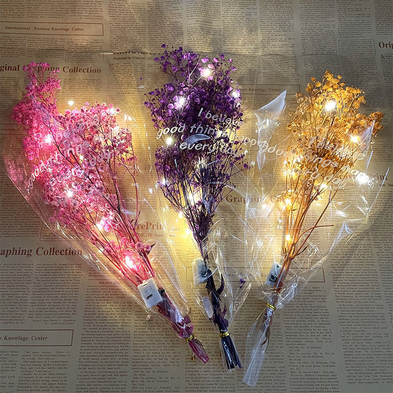 满天星干花发光花束闪灯彩灯diy图片