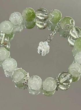 显白绿色柠檬小苍兰碎花闺蜜超仙学生手饰爆款手串碎花小红书手链