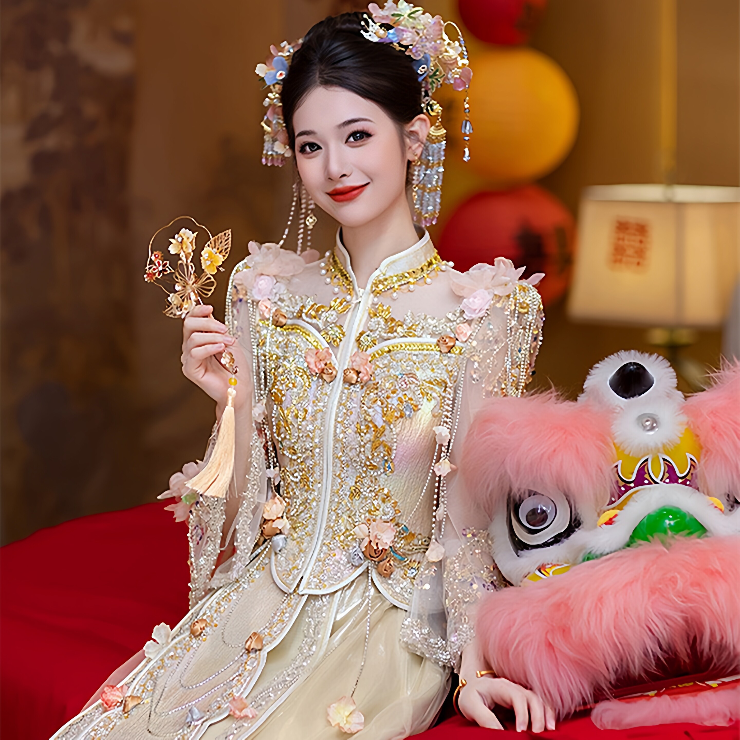 秀禾服2025新款新娘头饰大码胖妹妹mm秀禾服丝绒冬装中式婚礼高端