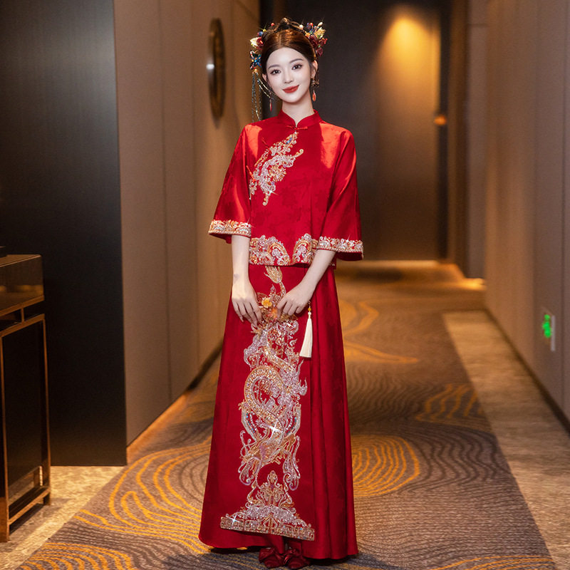 新中式2025年秀禾服高端新中式敬酒服小个子新娘结婚订婚出阁