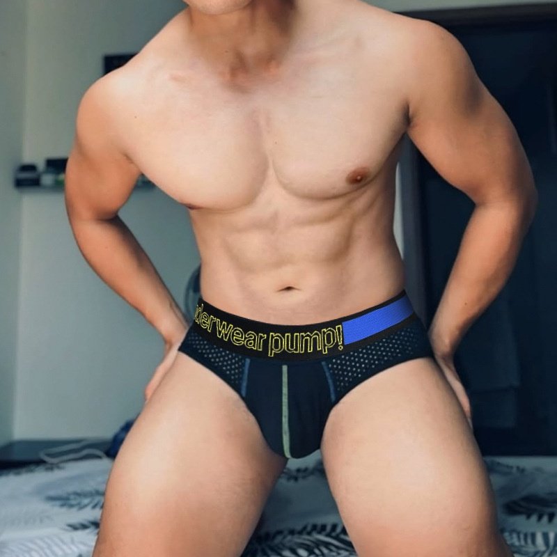 性感男士三角裤网布经典黑白色舒适运动低腰健身激凸内裤男MP5489