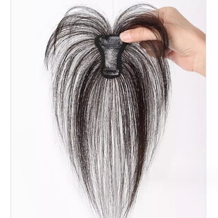 刘海假发女自然前额头顶补发假发片夏轻薄真发遮白发3d法式假刘海