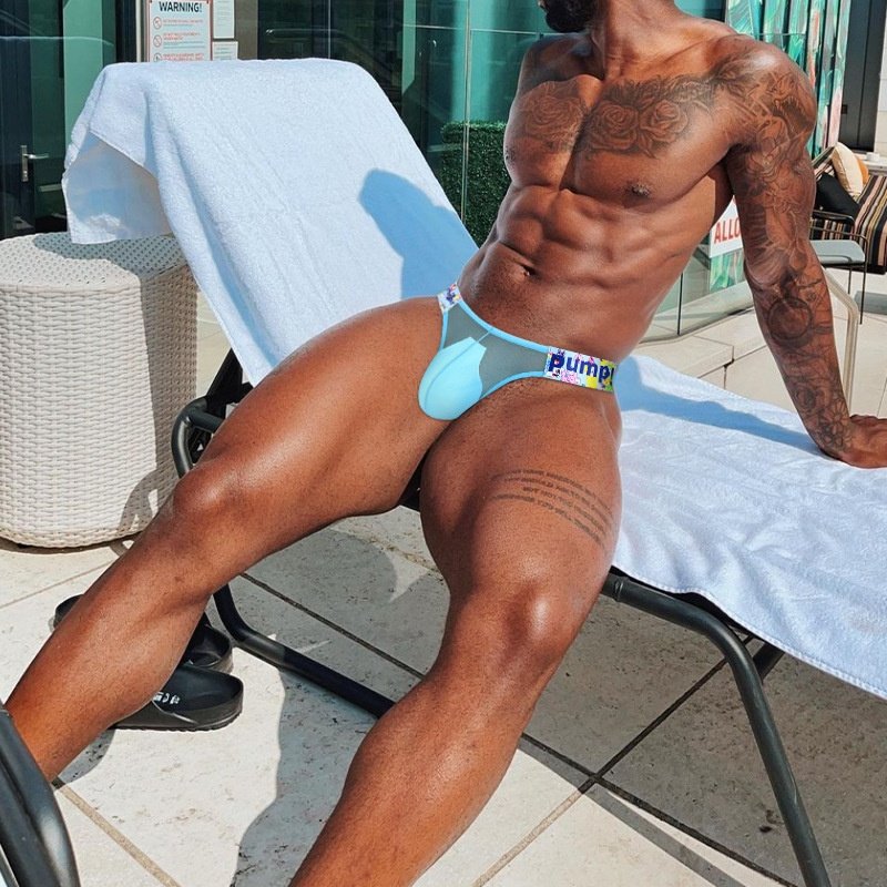 【黑人图】性感高叉男士内裤运动低腰夏季无痕透明三角裤速干内裤