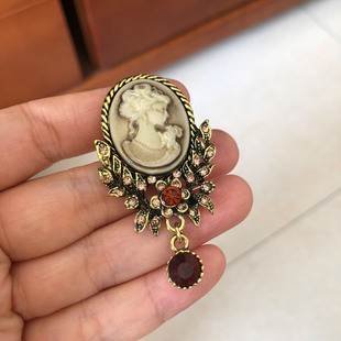 复古做旧宫廷风气质款卡梅奥女式别针胸针