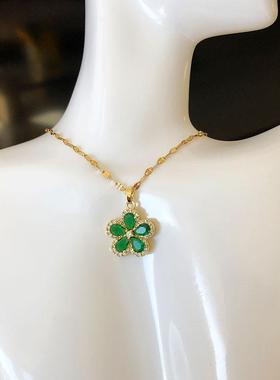 钛钢精致百搭五叶草吊坠项链