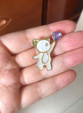 紫色爱心款小熊可爱简约女式别针胸针