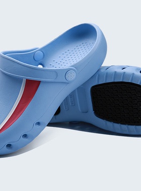 口腔医院绿色手术拖鞋实验室工作防滑软底轻质男女印花有带护士鞋