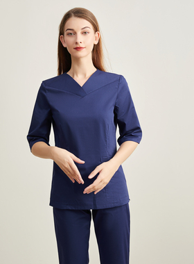 玫绮格美容整形扶肤医院女装七分袖洗手衣分体服高V领弹力刷手衣