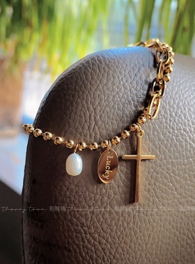 荆棘镇钛钢手链珍珠拼接