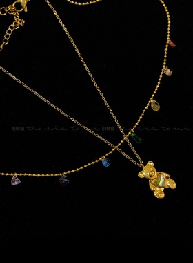 彩色水钻钛钢锁骨项链