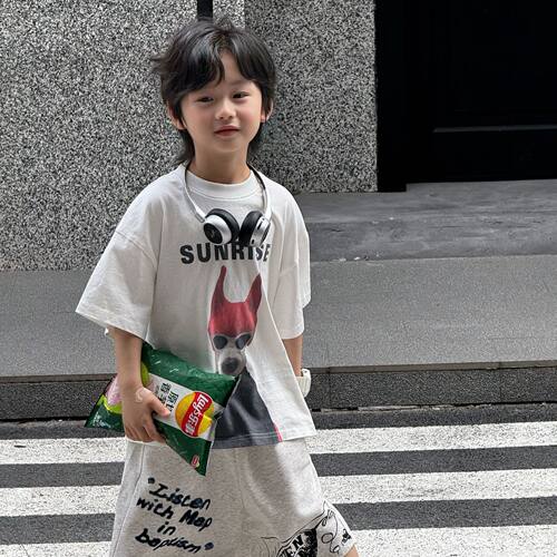 萌萌哒童装 2026夏季薄款儿童卡通印花短袖T恤男女童圆领半袖上衣