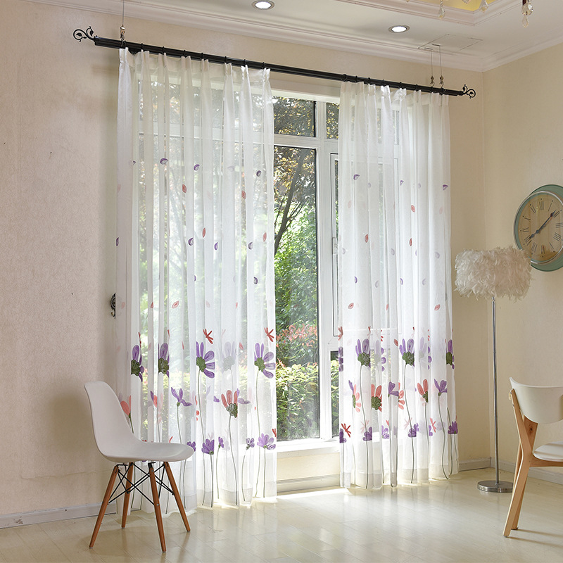 亚麻纱窗帘白纱帘拐角飘窗纯色透光气简约客厅卧室阳台纱帘厚包邮