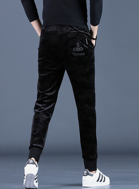 冬季新款高端休闲裤男金丝绒裤子秋冬款男裤运动裤灯芯绒卫裤