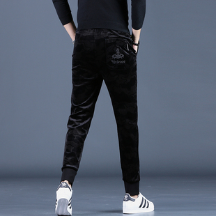 冬季新款高端休闲裤男金丝绒裤子秋冬款男裤运动裤灯芯绒卫裤