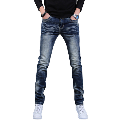 韩版宽松高街修身小脚潮牌牛仔裤