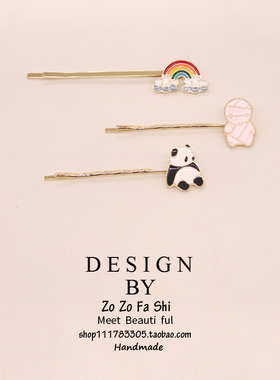 边夹女网红ins动物后脑勺一字夹日系简约可爱少女刘海侧边发夹