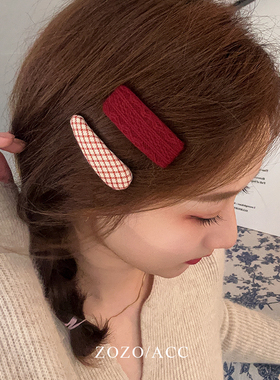 布艺针织发夹女侧边夹碎发夹bb夹格子发卡2025新款刘海夹边夹头饰