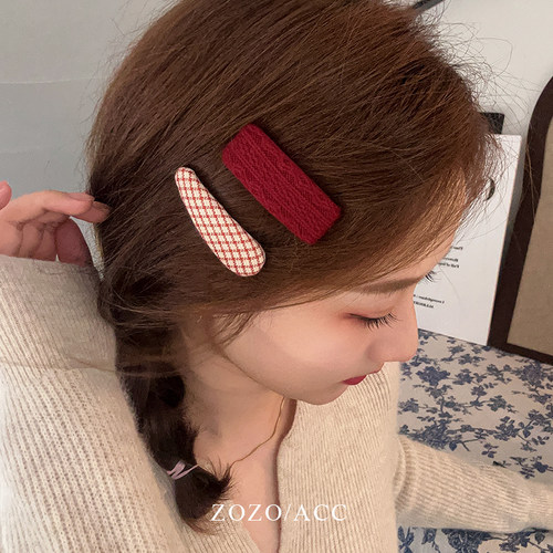 zozo发夹布艺简约格子发饰