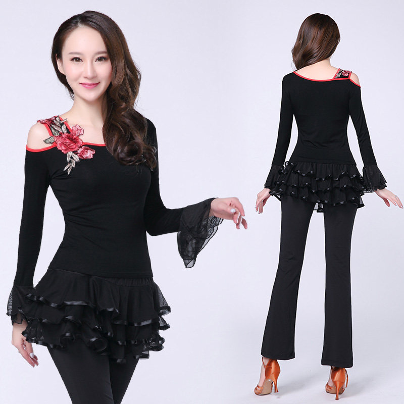 广场舞服装新款秋冬套装莫代尔舞蹈服裙裤长袖拉丁舞演出服女成人