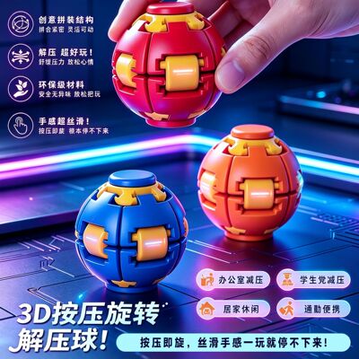 跨境新品亚马逊按压旋转解压球指尖益智减压玩具便携解压神器