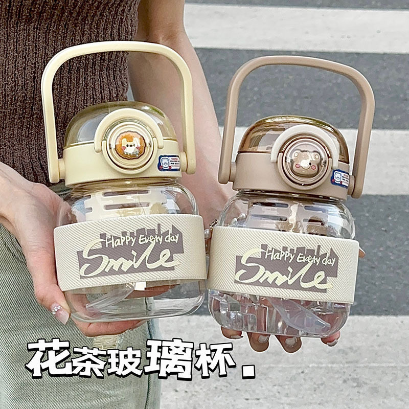 新款玻璃杯茶水分离泡花茶杯大肚杯子女生吸管杯高颜值喝水杯