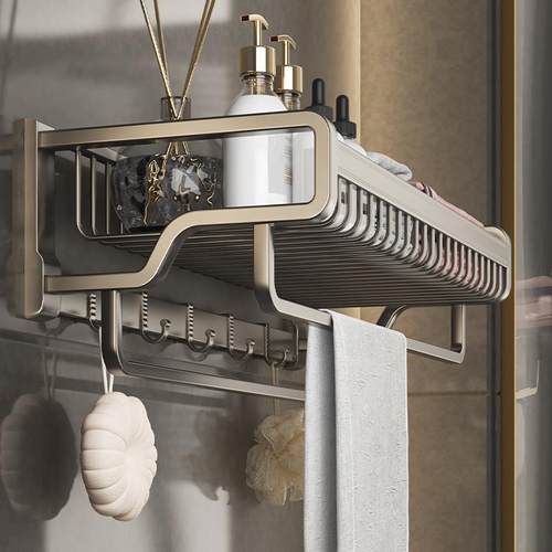 厂家供应太空铝枪灰免打孔壁挂式浴巾架 毛巾架 卫生间套装置物架