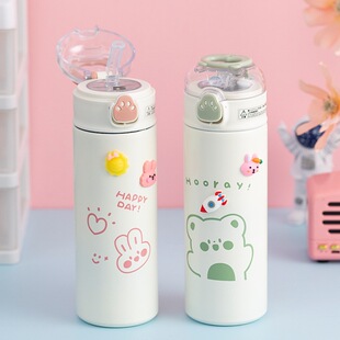 可爱便携吸管保温杯316不锈钢杯子小巧简约韩式ins风学生校园水杯