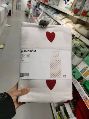 ［IKEA/宜家］BARNDRÖM 巴恩德吕姆心形图案儿童被套枕套法兰绒