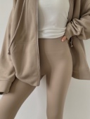 鲨鱼裤 高腰九分蜜桃臀打底裤 奶茶色美臀裤 KAKASA裸感瑜伽裤