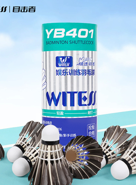 WITESS目击者羽毛球耐打王鸭毛球训练球专用YA401耐打3只装6只装