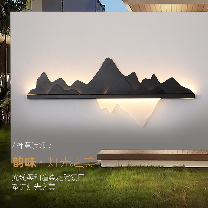 凤鸣户外壁灯入户大门围墙玄关庭院氛围装饰浮雕山水画壁灯防水灯