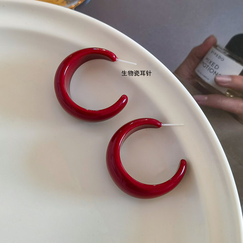 生物瓷耳钉防过敏养耳洞复古港风C型耳环女2026新款时尚网红爆款