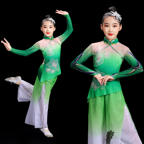 扇子舞演出服中国风女童表演服