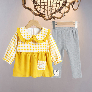 女宝宝灯芯绒公主裙春秋2026新款婴幼儿洋气1岁2女童洋气春装套装