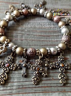 合金做旧金色银色怀旧个性串手链