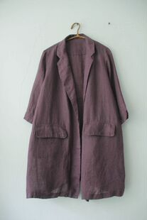 外贸出口样衣日单休闲帅气薄亚麻无扣中长西装两色轻薄透气订单样